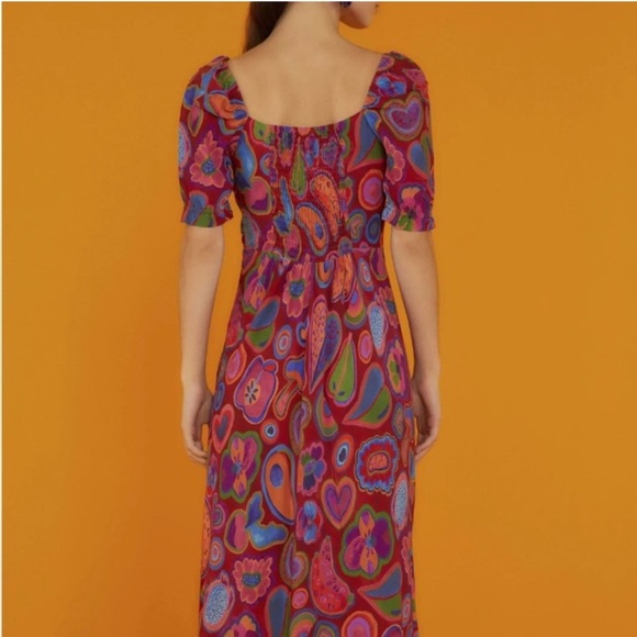 NEW!!! Farm Rio Red Lisa Midi Dress Size XS - Picture 3 of 12